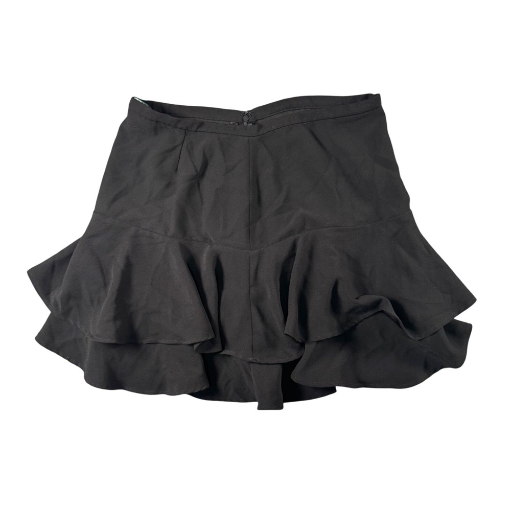VTG Lauren Ralph Lauren Petite 12P Black Ruffle Tiered Skirt Romantic Whimsigoth